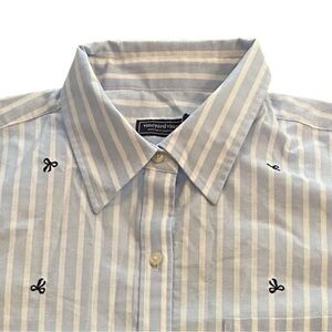 Vineyard Vines Women’s Blue White Striped Bows Button Down Shirt Large NEW